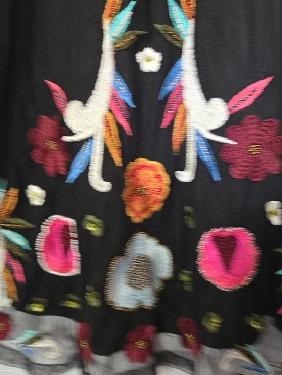 Kyra Tunic Black Cold Shoulder Large Embroidered Floral Tulle Whimsigoth Fairy - Picture 4 of 11